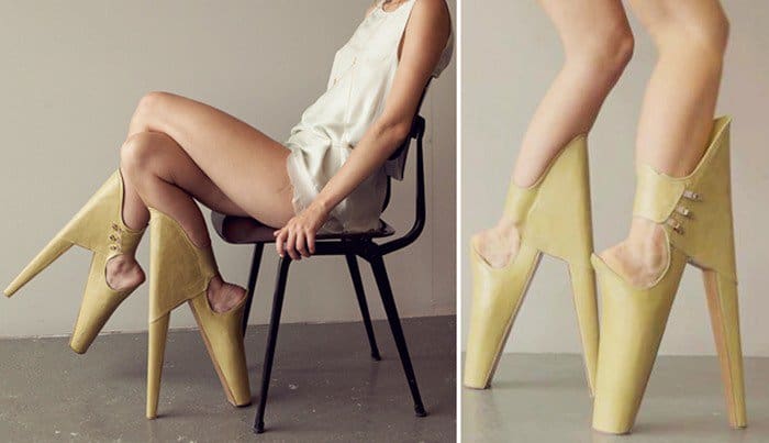 Model wearing the scariest shoes of all time