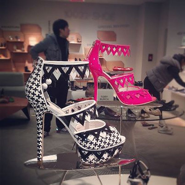 Sophia Webster spring 2013 houndstooth print and triangle cutout platform sandals