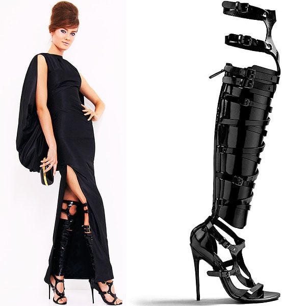 Tom Ford Spring 2013 RTW Taffeta Dress and Knee-High Gladiator Sandals