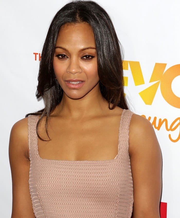 Zoe Saldana donned a stunning head-to-toe ensemble from Lanvin's Resort 2013 collection
