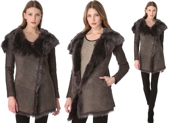 Muubaa Isabela Shearling Coat in Storm Gray