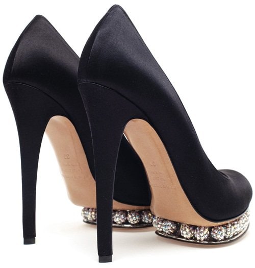 Nicholas Kirkwood Satin Pumps with Jeweled Platforms