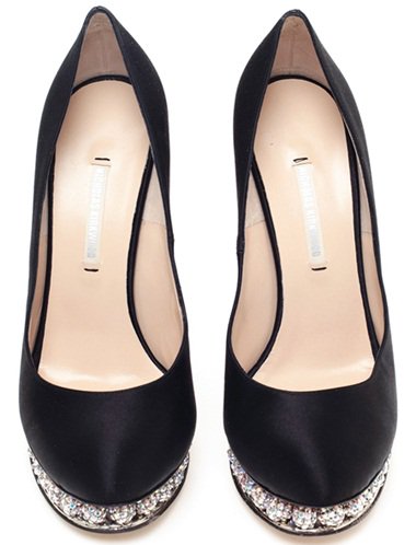 Nicholas Kirkwood Satin Pumps with Jeweled Platforms