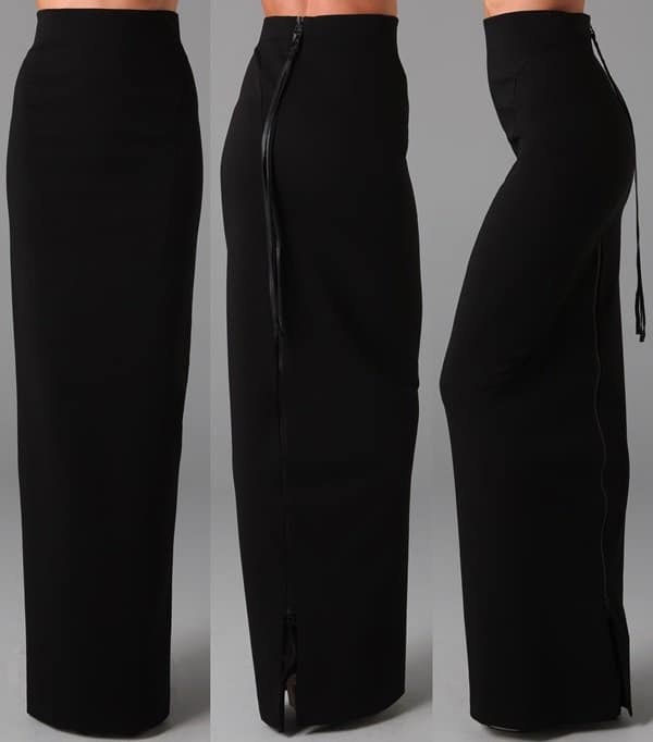Black Acne Pearl Long Skirt