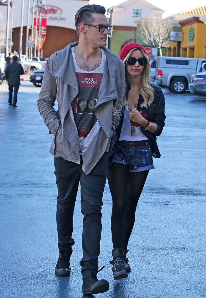 Ashley Tisdale seen heading to Rite Aid with a male friend in Los Angeles, California on January 18, 2013