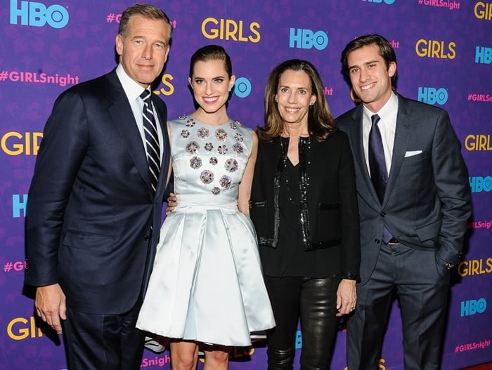 American journalist Brian Douglas Williams with his daughter, actress Allison Williams, his son, sportscaster Doug Williams, and his wife Jane Gillan Stoddard