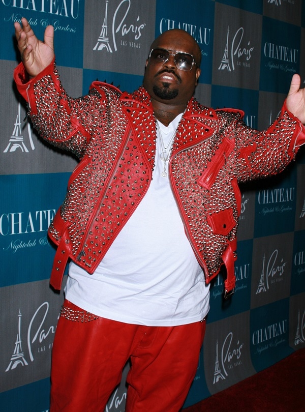 CeeLo Green in a heavily studded red leather moto jacket hosts a New Year's Weekend Celebration at Chateau Nightclub
