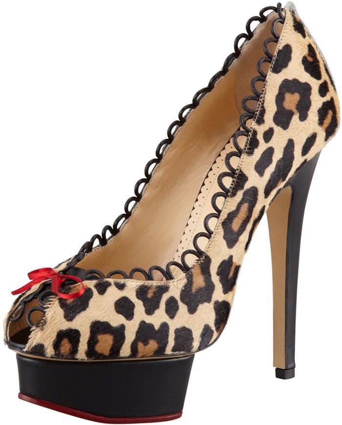 Charlotte Olympia Daphne Leopard-Print Calf Hair Pumps