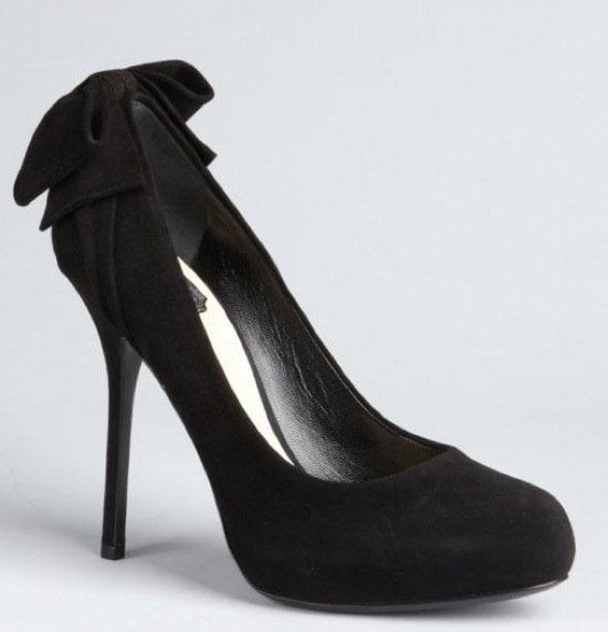 Christian Dior Black Suede 'Ribbon' Stiletto Pumps