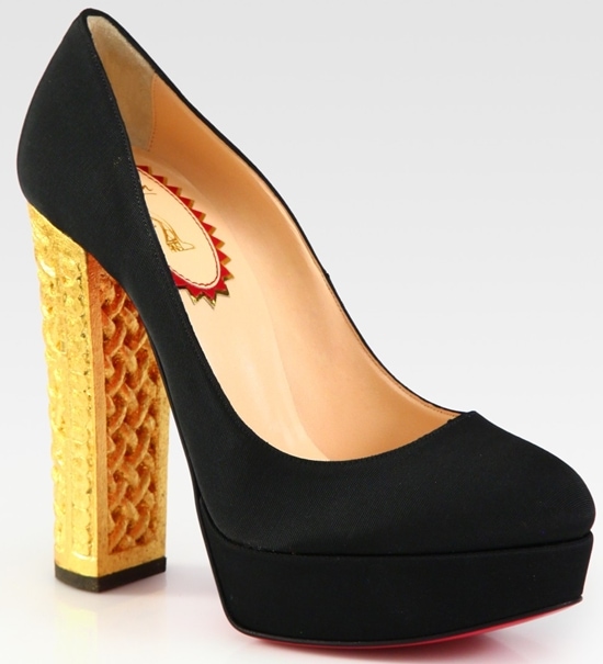 Christian Louboutin "Bois Dore" Grosgrain Red Sole Pump