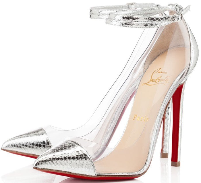 Christian Louboutin Un Bout Illusion Red Sole Pump Silver