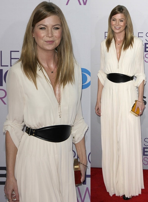Captured at the Nokia Theatre L.A. Live, Ellen Pompeo shines in her Lanvin maxi dress during the 39th Annual People's Choice Awards