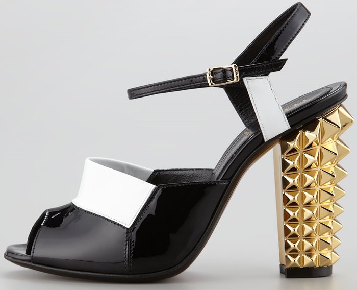 Fendi Patent Pyramid Stud High-Heel Sandals