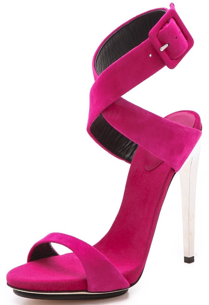 Giuseppe Zanotti Metal Heel Suede Sandals