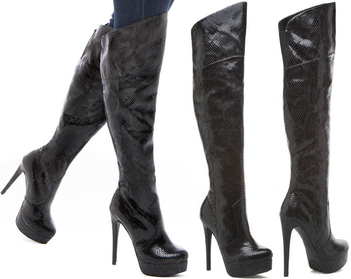 Black 'Gygie' Over-the-Knee Platform Boots