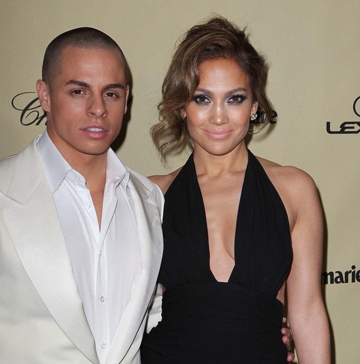 Jennifer Lopez with Casper Smart, showcasing their elegance at the Golden Globes after-party