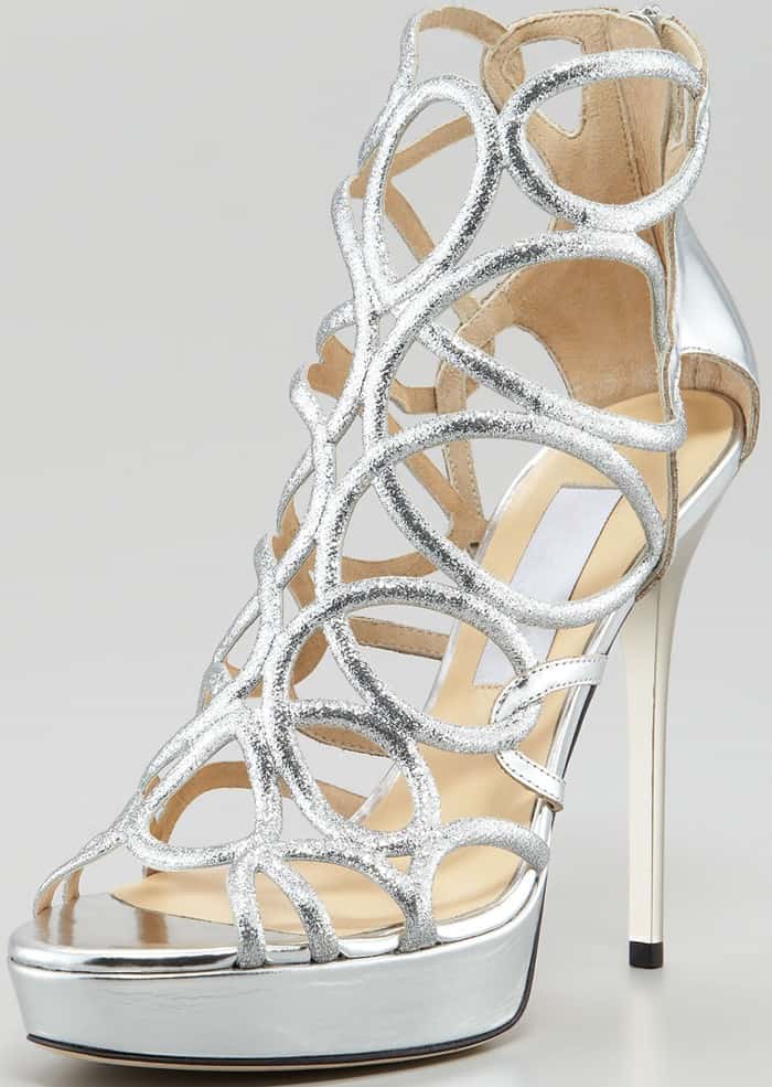 Jimmy Choo 'Blast' Glitter Platform Cage Sandals