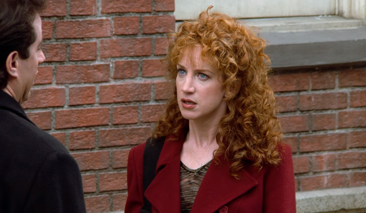 In the Seinfeld episode "The Cartoon," which aired on January 29, 1998, aspiring actress Sally Weaver (Kathy Griffin) achieves success by featuring a show that criticizes Jerry