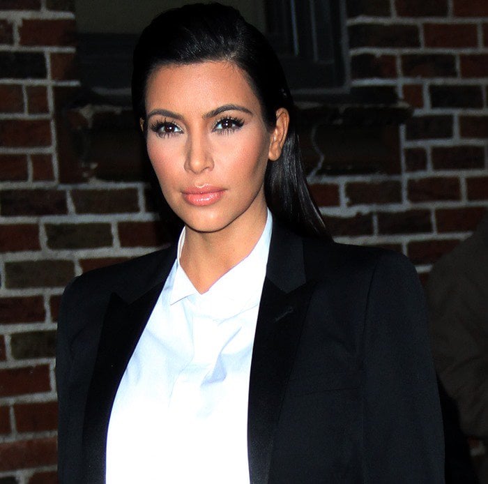 Kim Kardashian rocks a Yves Saint Laurent wool blazer