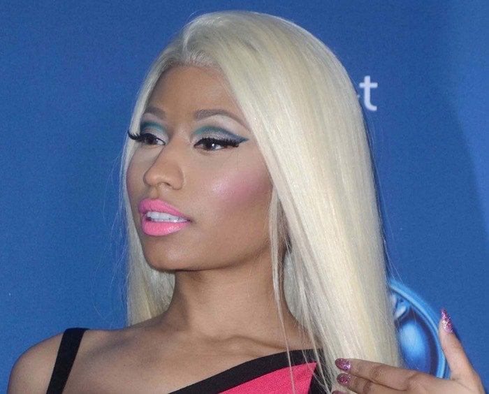 Nicki Minaj's long blonde wig added a touch of glamour to the whole ensemble