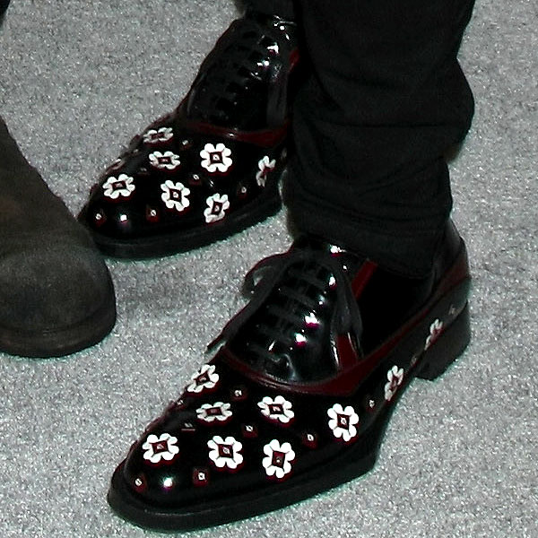 Randy Jackson wears leather Prada oxfords covered in flower appliqués