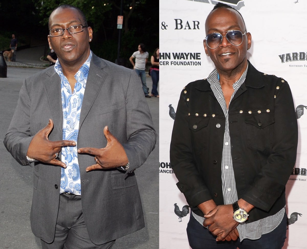 Randy Jackson's remarkable weight loss transformation is evident in these photos, as he shifts from a fuller figure in a gray suit to a slimmer look, showcasing his healthier lifestyle and confidence in a more casual, fitted outfit
