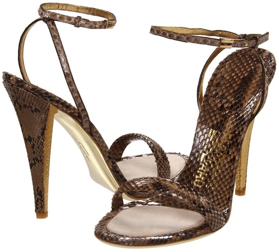 Salvatore Ferragamo 'Blejan' Sandals in Khaki Python