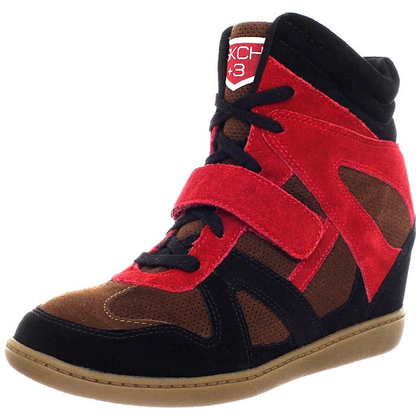 Skechers Plus 3 "Block" Wedge Sneakers in Black/Red