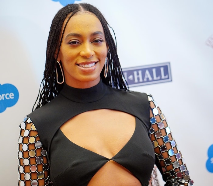 Solange Knowles rocked a David Koma Spring 2019 jumpsuit with mirrored embellishments