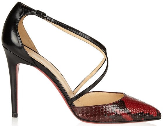 Christian Louboutin 'Crosspiga' 100mm Python and Leather Pumps