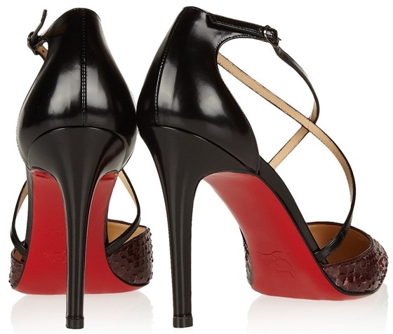 Christian Louboutin 'Crosspiga' 100mm Python and Leather Pumps