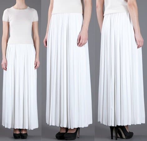 Diorling Pleated Maxi Skirt in White
