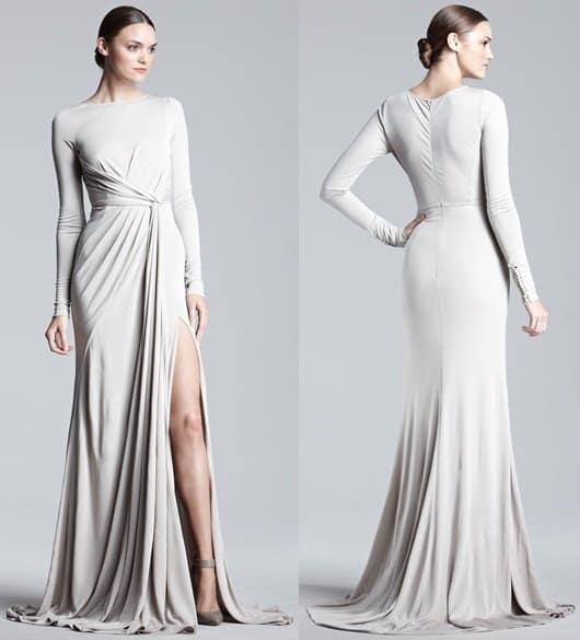 Elie Saab Long Sleeve Jersey Gown