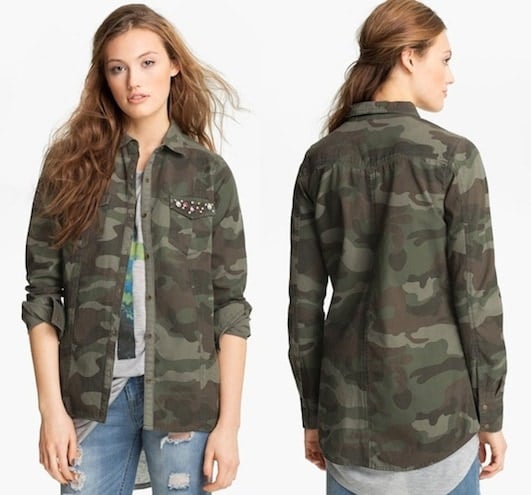 Elodie Embellished Army Jacket in Olive