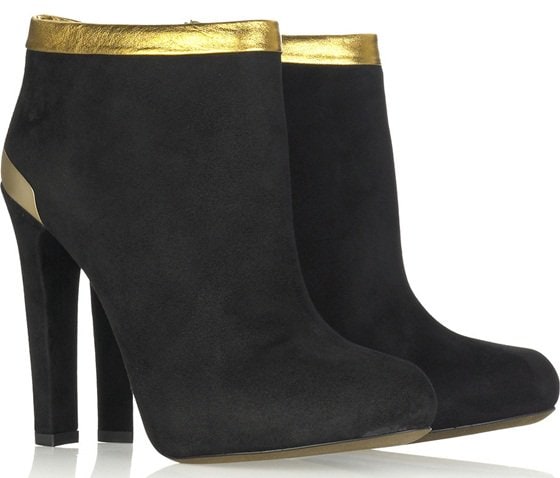 Gold-Trimmed Fendi Suede Ankle Boots