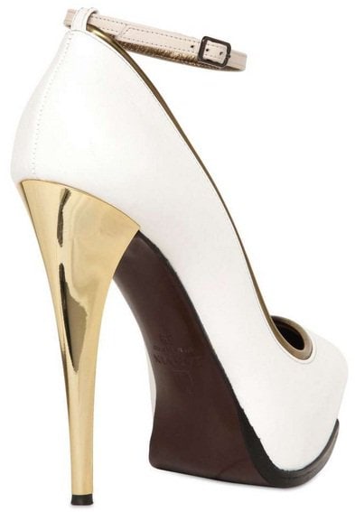 Lanvin Mirror-Heel Ankle-Strap Leather Pumps