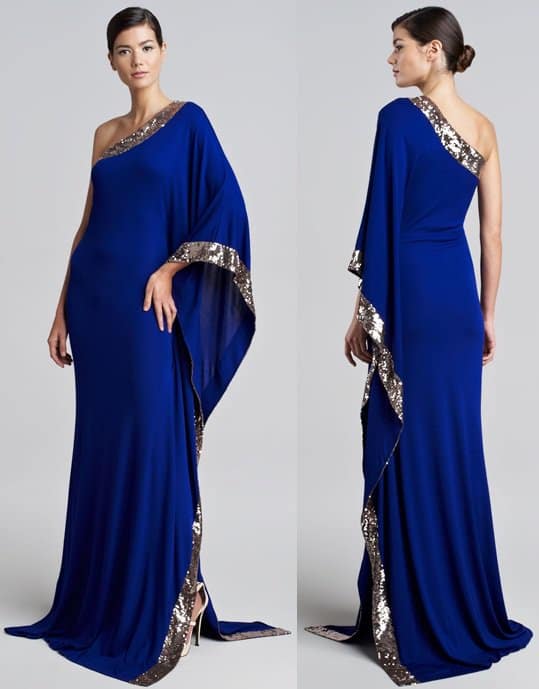 Roberto Cavalli One Shoulder Sequined Gown