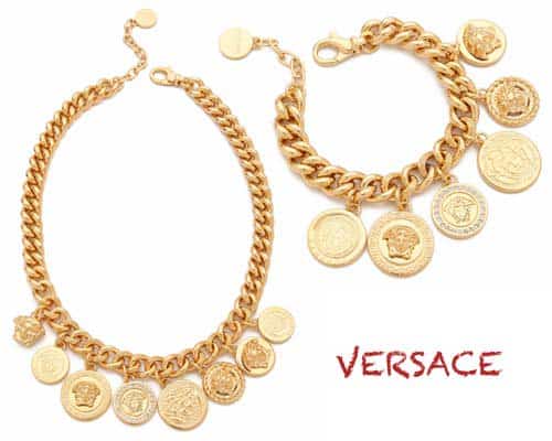 Versace Medusa Coin Necklace and Bracelet