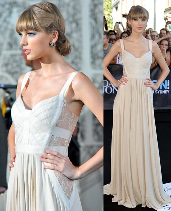 Arriving at the 26th Annual ARIA Awards 2012, Sydney Entertainment Centre, November 29, 2012, Taylor Swift is a vision in an Elie Saab masterpiece, reflecting her sophisticated taste and love for intricate detailing