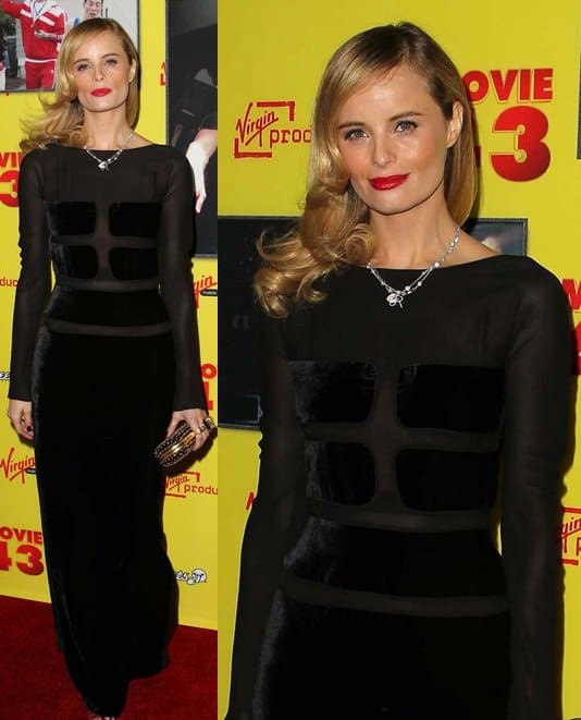 Ricki Noel Lander captivates at the 'Movie 43' premiere with an Alexander McQueen studded and skull-embellished knuckle clutch