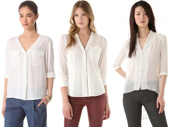 Showcasing elegance: Alice + Olivia, DKNY, and Helmut Lang tops, ideal for recreating Ellen Pompeo's celebrated look