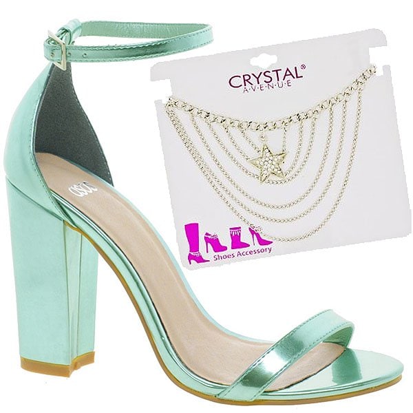 ASOS 'Hometown' Heeled Sandals and Star-Accented Chain Shoe Clip