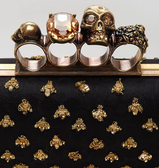 Alexander McQueen Bees Long Knuckle Box Clutch Bag