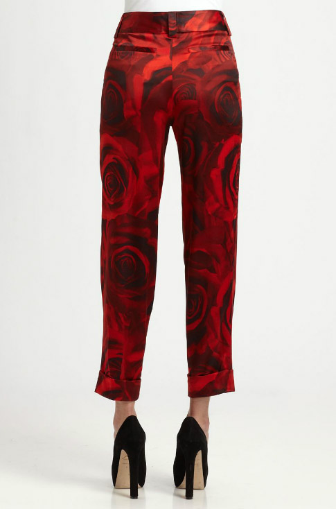 Alice + Olivia 'Arthur' Red Floral Pants