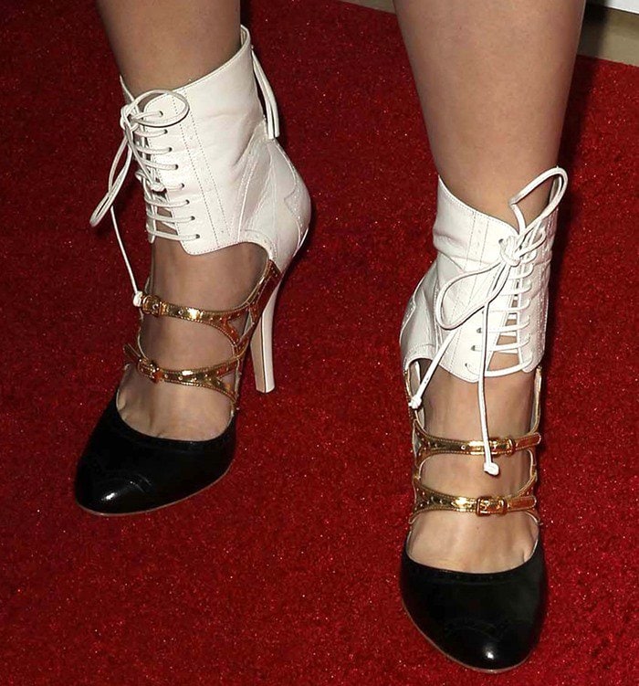 Alixandra von Renner shows off her feet in Miu Miu ankle-cuff cutout pumps