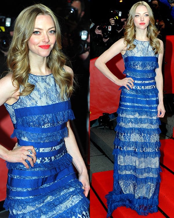Amanda Seyfried in an Elie Saab spring 2013 dress at the 'Lovelace' premiere during the 63rd Berlin International Film Festival