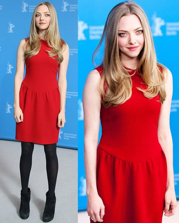 Amanda Seyfried in a red Roksanda Ilinčić dress at the 'Lovelace' photo call during the 63rd Berlin International Film Festival