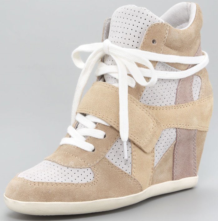 Ash Suede Wedge Sneakers in Sand