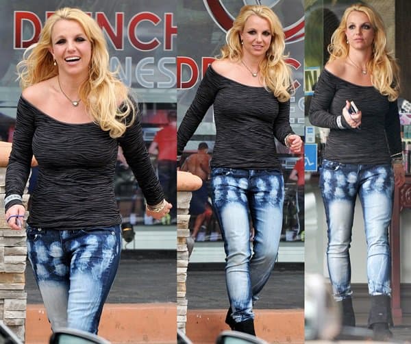 Britney Spears exudes casual chic in tie-dye jeans, leaving a spa in Westlake Village, Los Angeles, looking refreshed and stylish