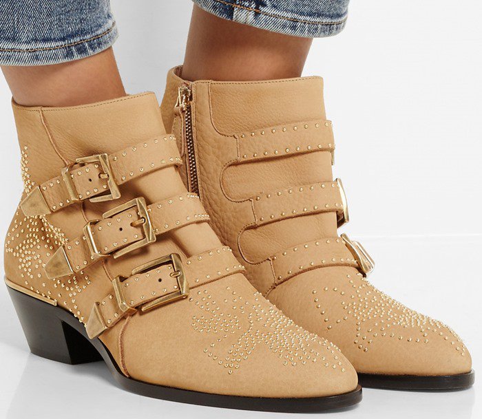Chloe Susanna studded textured-leather ankle boots